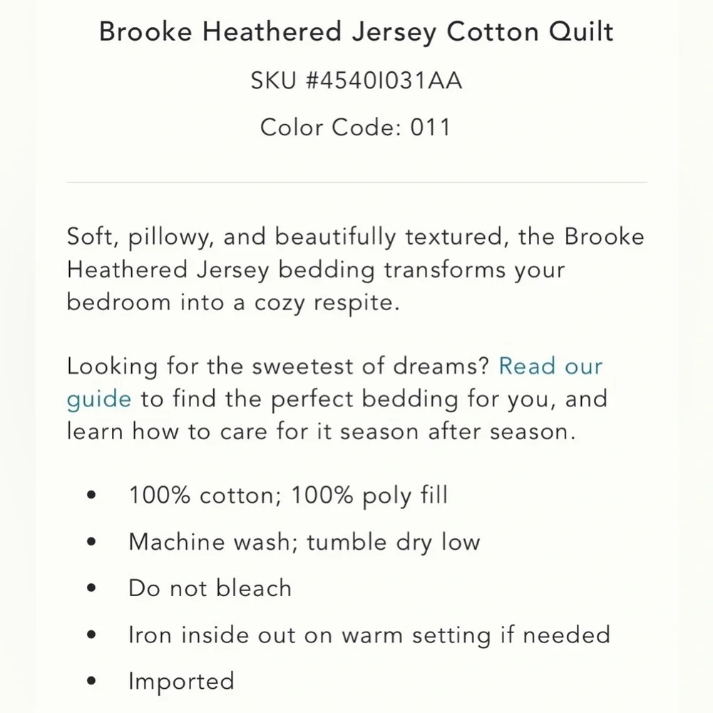 Anthropologie Brooke Heathered Jersey Cotton Quilt NWT